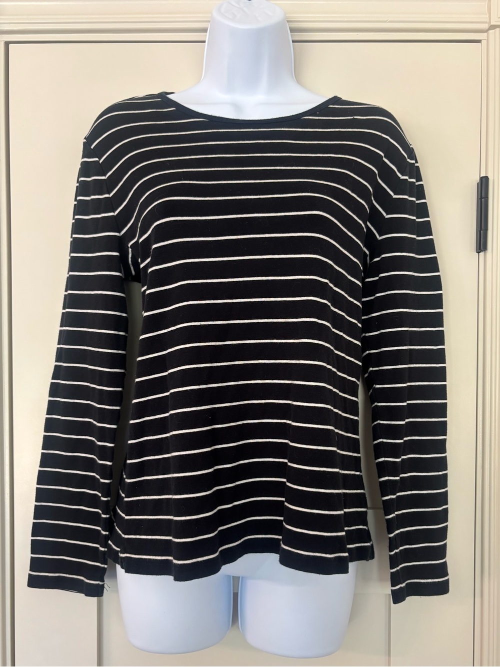 Lauren Ralph Lauren Classic Striped Long Sleeve Top Black White Fall Capsule XL - Picture 2 of 6